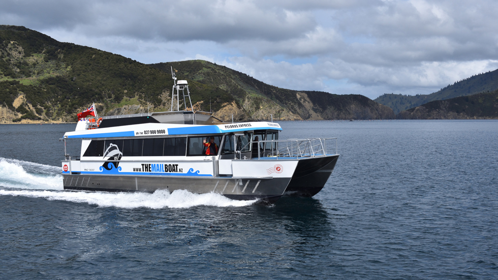 Our Pelorus Express boat doing a Mail Run Cruise in Pelorus Sound/Te Hoiere